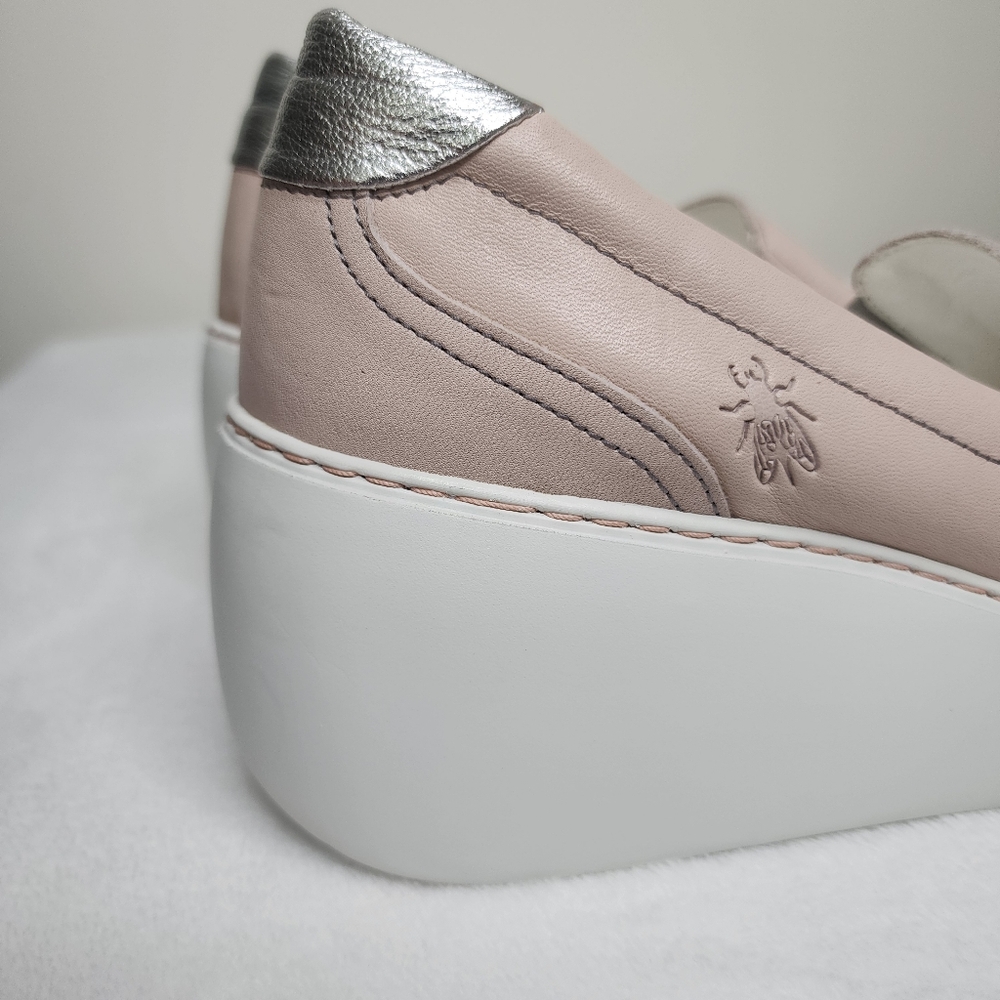 Fly London Women's Deca Pink Leather Slip On Wedge Sneakers Size 10 Casual - Picture 10 of 15